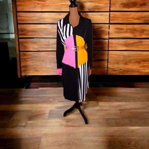 2/$50 NWOT Color Block & Strips Long Sleeve Button Down Shirt Dress, Size 2X